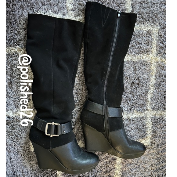 Leather Wedge Boots Bar III - Picture 1 of 6